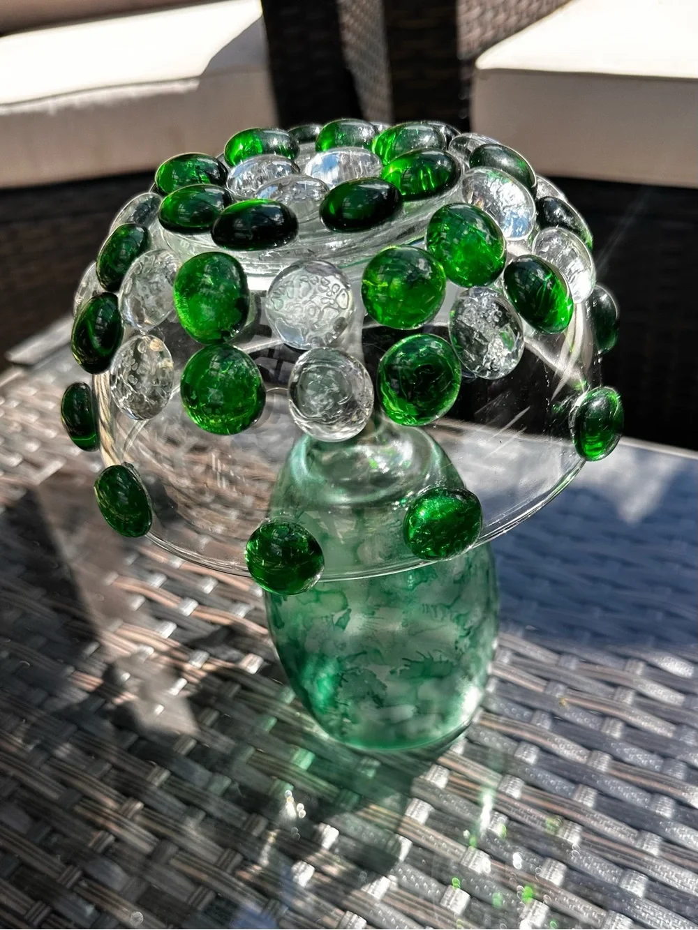 Handmade jeweled glass beaded mosaic glam accent decor